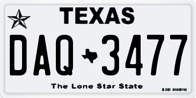 TX license plate DAQ3477