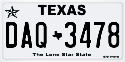 TX license plate DAQ3478
