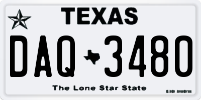 TX license plate DAQ3480