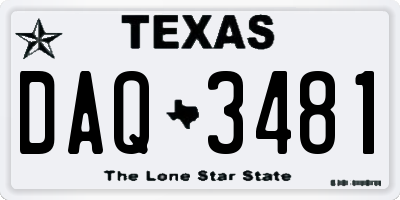 TX license plate DAQ3481