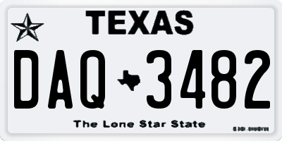 TX license plate DAQ3482