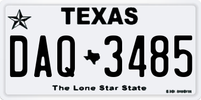 TX license plate DAQ3485