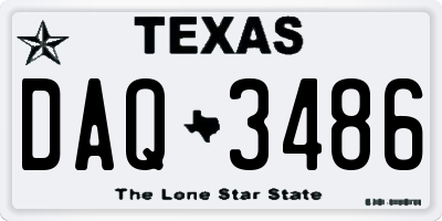 TX license plate DAQ3486