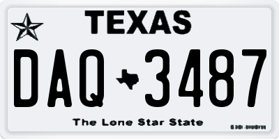 TX license plate DAQ3487