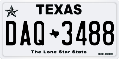 TX license plate DAQ3488