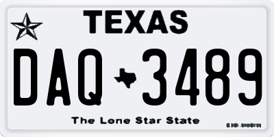 TX license plate DAQ3489