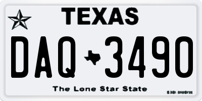 TX license plate DAQ3490