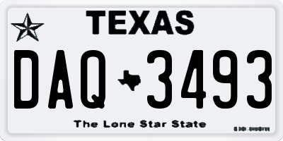 TX license plate DAQ3493
