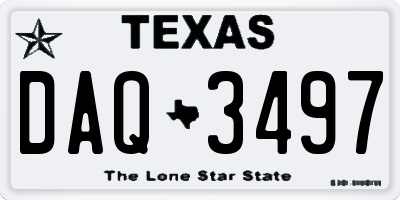 TX license plate DAQ3497