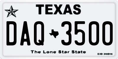 TX license plate DAQ3500