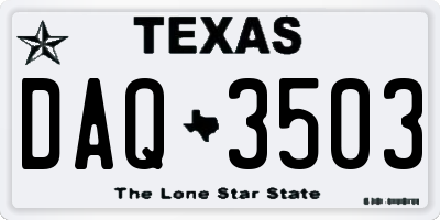 TX license plate DAQ3503