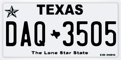 TX license plate DAQ3505