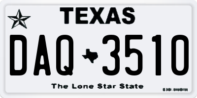 TX license plate DAQ3510
