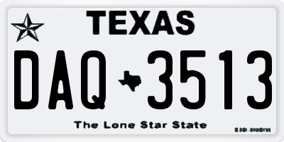 TX license plate DAQ3513