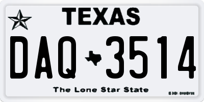 TX license plate DAQ3514