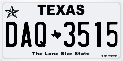 TX license plate DAQ3515