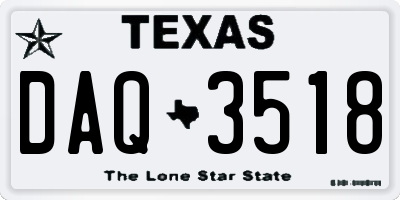 TX license plate DAQ3518