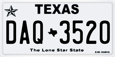 TX license plate DAQ3520