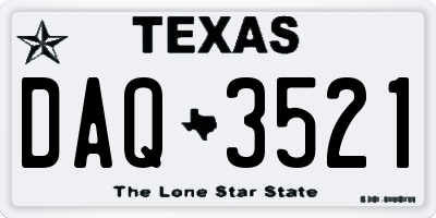 TX license plate DAQ3521