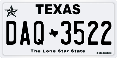 TX license plate DAQ3522