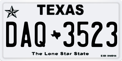 TX license plate DAQ3523