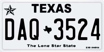 TX license plate DAQ3524