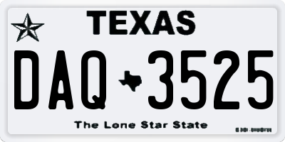 TX license plate DAQ3525