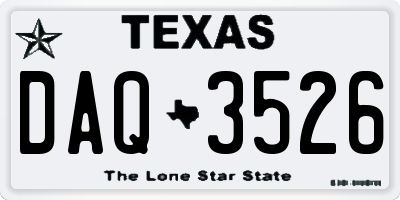 TX license plate DAQ3526