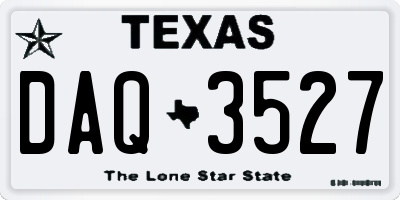 TX license plate DAQ3527