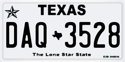 TX license plate DAQ3528