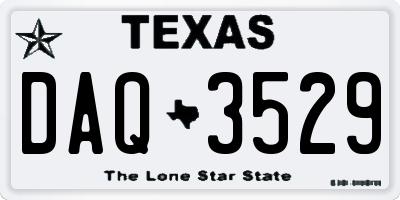 TX license plate DAQ3529