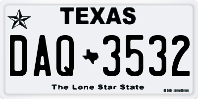 TX license plate DAQ3532