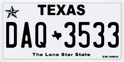 TX license plate DAQ3533