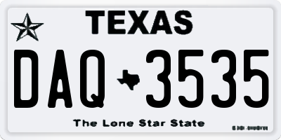 TX license plate DAQ3535