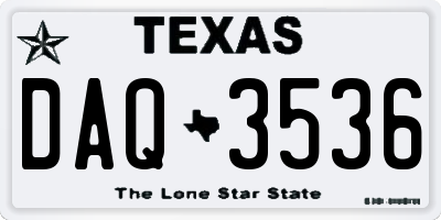 TX license plate DAQ3536