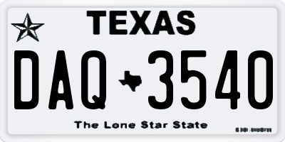 TX license plate DAQ3540