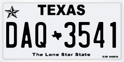TX license plate DAQ3541
