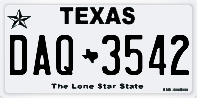 TX license plate DAQ3542