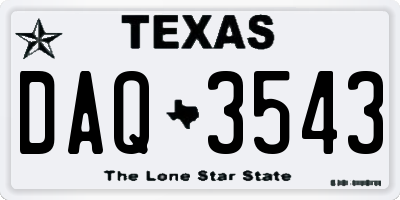 TX license plate DAQ3543