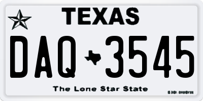 TX license plate DAQ3545