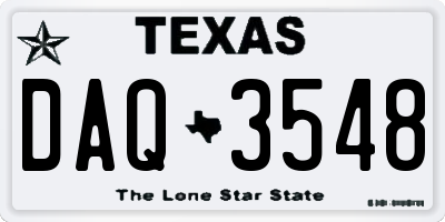 TX license plate DAQ3548