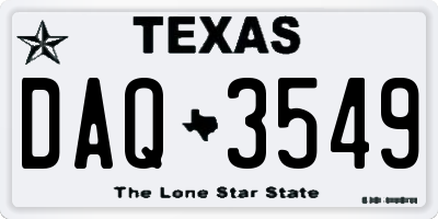 TX license plate DAQ3549