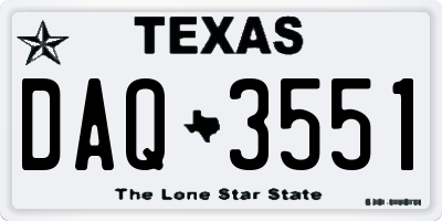 TX license plate DAQ3551
