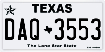 TX license plate DAQ3553