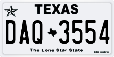 TX license plate DAQ3554