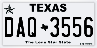 TX license plate DAQ3556