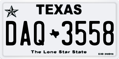TX license plate DAQ3558