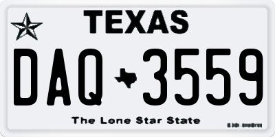 TX license plate DAQ3559