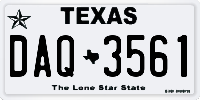 TX license plate DAQ3561