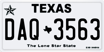 TX license plate DAQ3563
